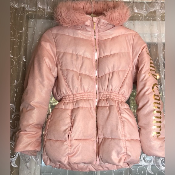 Juice Couture Los Angeles California Puffer for Girls Size 14 Pink Like New - Picture 11 of 11